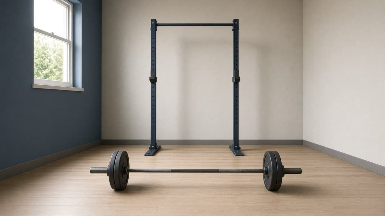 A barbell on the floor